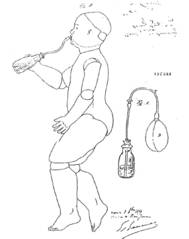 機械的な吸入装置の付いた特許スケッチ